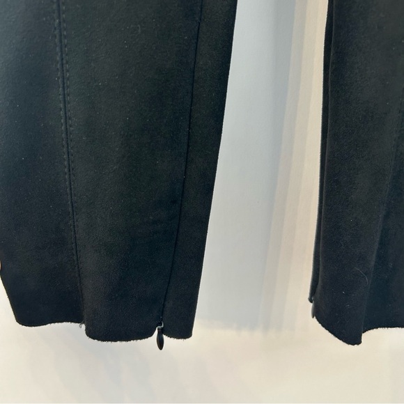 Zara Basic Black Faux Sueded Pull-On Skinny Pants, XS, Seam Detail Ankle Zippers - Picture 3 of 7
